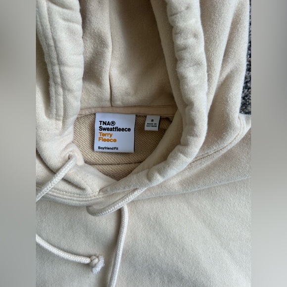 TNA Sweatfleece Boyfriend Fit Hoodie Cream Size S - Picture 4 of 5
